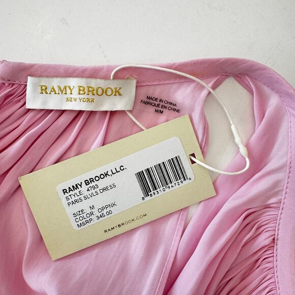 Ramy Brook Paris Halter Sleeveless Mini Dress Smocked Waist Pink M NWT - Picture 11 of 13